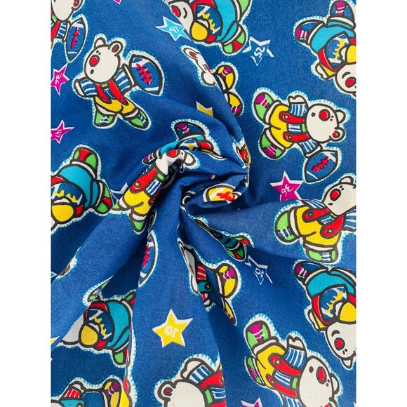 Garment Fabric By The Yard Cotton Blue Football Bears Childrens Stars Kids Craft - Picture 2 of 4